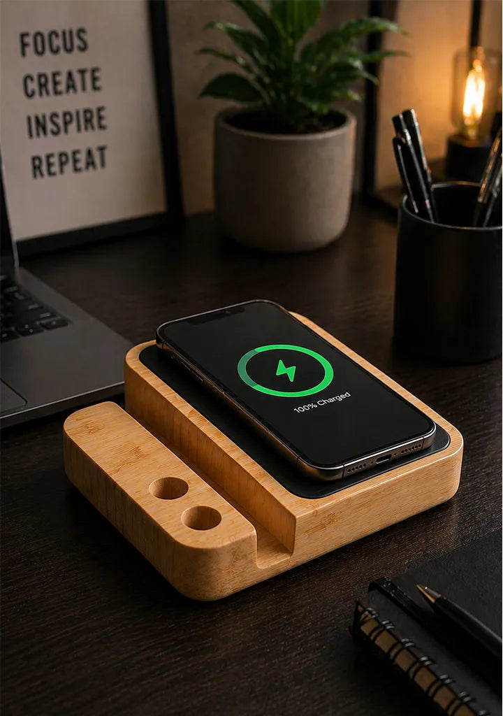 ZenCharge Glow - Bamboo Wireless Charger