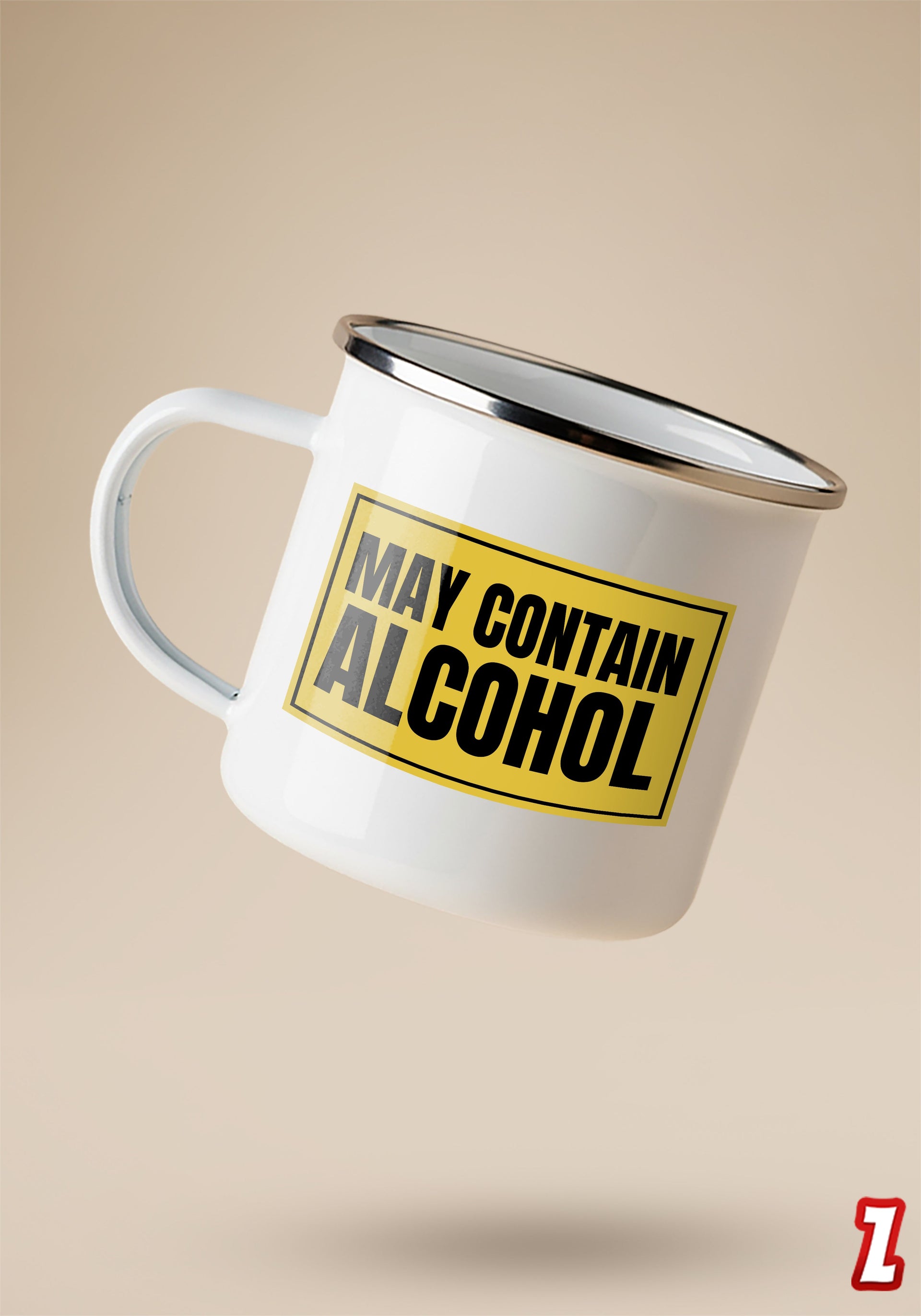 alcohol coffee mug May Contain Alcohol (Yellow Edition) Enamel Mug| Zatags