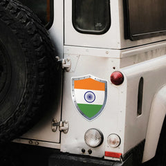 Indian Flag In Shield - Bumper Sticker