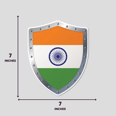 Indian Flag In Shield - Bumper Sticker