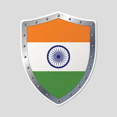 Indian Flag In Shield - Bumper Sticker