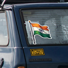 Indian Flag With Pole - Bumper Sticker