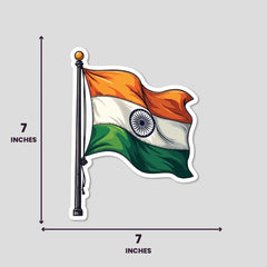 Indian Flag With Pole - Bumper Sticker