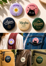 Plastic round Pin badges