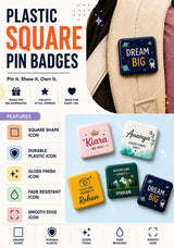 Plastic Square Pin badges