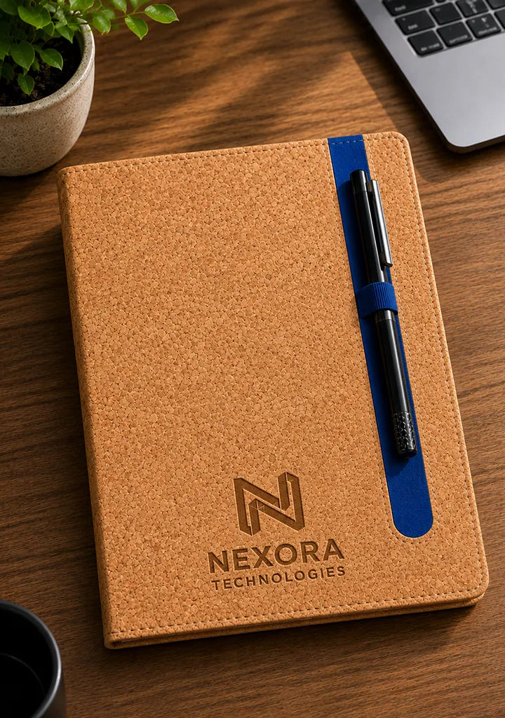 Cork Eco friendly A5 notebook with pen slot