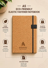 Cork Eco friendly Elastic Fastener A5 notebook