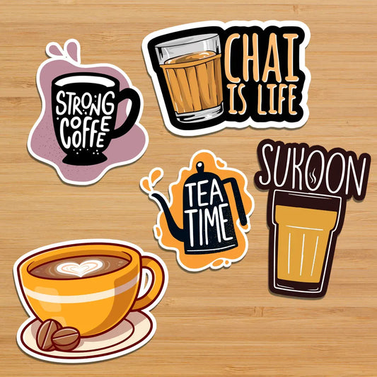 Chai & coffee - Gang of sticker, Pack of 5