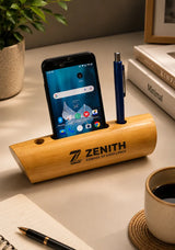 Bamboo Table Top Charger and Metal Pen Holder