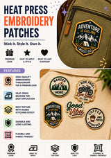 Heat press embroidery patches